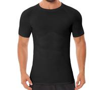 Donason Men's Compression Shirt Short Sleeve Sports Gym Top for Men Quick Dry Slimming Body Shaper Shirts for Training Workout Functional Base Layer T-Shirt for Running Cycling Black