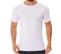 Donason Men's Compression Shirt Short Sleeve Sports Gym Top for Men Quick Dry Slimming Body Shaper Shirts for Training Workout Functional Base Layer T-Shirt for Running Cycling White