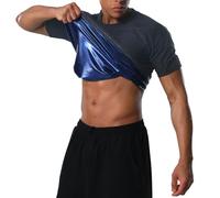 Donason Sauna Shirt for Men Heat Trapping Compression Sweat Suit T-shirt Workout Body Shaper for Weight Loss Mens Gym Fitness Short Sleeve Shapewear