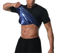 Donason Sauna Shirt for Men Heat Trapping Compression Sweat Suit T-shirt Workout Body Shaper for Weight Loss Mens Gym Fitness Short Sleeve Shapewear