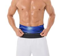 Donason Waist Trainer for Men Workout Slimming Sweat Belt Tummy Control Sauna Waist Trimmer for Weight Loss Body Shaper Fitness Gym Corset Back Lumbar Support Belly Fat Burner (S, Blue Inner)