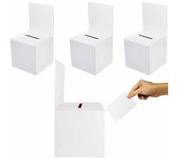 Donation & Ballot Box 3-Pack, 6"x6"x6" Cardboard Raffle/Suggestion/Voting Box with Slotted Removable Header, White Kraft Fundraiser Ticket Collection for Countertop, Classroom, Trade Show