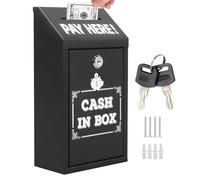 Donation Box - Metal Collection Box Wall Mounted Mailbox - Safe Metal Storage Organizers with Key Slot Charity Mailbox for Indoor Outdoor Fundraising