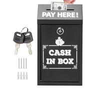 Donation Box, Suggestion Box with Lock, Metal Storage Organiser for Self-Service Stand, Fundraising, Wall-Mounted