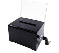 Donation box,suggestion box,with slot and lock, comes with key, suitable for donations, collecting opinions, voting,15.7x11.5x10.2cm,black