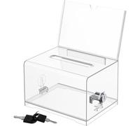 Donation box,suggestion box,with slot and lock, comes with key, suitable for donations, collecting opinions, voting,15.7x11.5x10.2cm,transparent