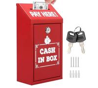 Donation Box with Lock,Wall Mount Money Cash Drop Box with Key | Safe Metal Storage Organizers with Key Slot Charity Mailbox for Indoor Outdoor Fundraising