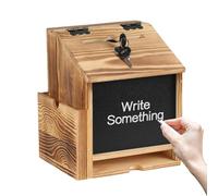 Donation Box - Wood 23x20x17cm | Tip Drop Ballot Collection Box, Wall-Mounted Fundraising Suggestion Organizer With Slot And Lock | For Church School Office Hospital Workplace Public Spaces