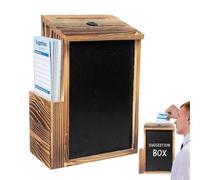Donation Box | Wooden Ballot Box with Side Slot and Lock, Prayer Intent Box with 50 Cards | Ideal for Fundraising, Party, Business, Farm, Home, Office, Wedding, C