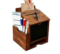 Donation Boxes | Wooden Lockable Portable Prayer Request Container Decorative Suggestion Holder Blackboard Pens Comment Cards Voting Offering Organizer | Church Classroom Wedding Charity Event Counter