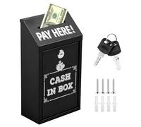 Donation Cash Box, Wall Mounted Metal Comment Box with Lock & Key