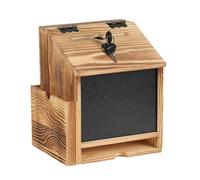 Donation Suggestion Box - Wall Mounted Wooden, Collection Organizer, Lockable Contribution Storage Container, Chalkboard Message Display Panel, Secure Slot Fundraising Deposit Case | Church School