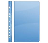 DONAU 1704001PL-10 Plastic File Folder Perforated A4 Blue Plastic Durable PVC Hard Crystal Clear Cover Sheet Clamp Folder for Office and School Euro Perforation Pack of 10