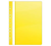 DONAU 1704001PL-11 Plastic File Folder Perforated A4 Yellow Transparent Folder Plastic Durable PVC Hard Crystal Clear Cover Sheet Clamp Folder for Office and School Euro Punching Pack of 10