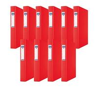 DONAU 3734001PL-04 Ring Binder Red 2-D-Ring Mechanism 25 mm DIN A4 Ring Binder Cardboard/Plastic Made of 1.9 mm Thick Cardboard with Eco PP 100µ Pack of 10