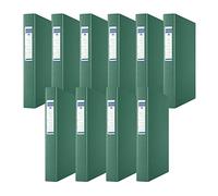 DONAU 3734001PL-06 Ring Binder Green 2-D-Ring Mechanism 25 mm DIN A4 Ring Binder Cardboard/Plastic Made of 1.9 mm Thick Cardboard with Eco PP 100µ Pack of 10