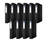 DONAU 3735001PL-01 Ring Binder/Black | 4-O-Ring Mechanism 25 mm DIN A4 Ring Binder Cardboard/Plastic | Made of 1.9 mm Thick Cardboard with Eco PP 100µ | Pack of 10