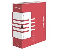 DONAU 7662301FSC-04 Storage Box Archive Box Made of Recycled Cardboard Archive Storage Box Stable Pack of 20 A4 12 cm B Spine Width Colour: Red FSC® Certified
