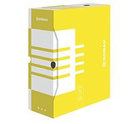 DONAU 7662301FSC-11 Storage Box Archive Box Made of Recycled Cardboard Archive Storage Box Stable Pack of 20 A4 / 12 cm/B Spine Width/Yellow FSC® Certified