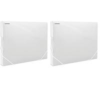 DONAU 8545002PL-00 Collection Box Document Box File Box with Corner Tensioner Rubbers Made of Plastic/PP 700μm Transparent for DIN A4 | Spine Width 30 mm | Foldable Side Wings | for Office and School