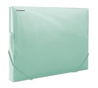 DONAU 8545002PL-06 Document Box Document Box with Elastic Corner Straps Made of Plastic/PP 700μm Green Transparent for DIN A4 Spine Width 30 mm Foldable Side Wings for Office and School