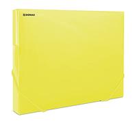 DONAU 8545002PL-11 Collection Box Document Box with Corner Fastener Rubbers, Made of Plastic/PP 700μm Yellow-Transparent for DIN A4 Spine Width 30 mm Foldable Side Wings for Office and School