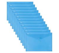 Donau Document Wallet with Fastening, A4, Pack of 12, Transparent Blue, Popper Document Folder, Polypropylene Eco/Plastic, 180 μm