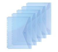 Donau Document Wallet with Fastening, A4, Pack of 4, Transparent Blue, Popper Document Folder, Polypropylene Eco/Plastic, Euro Punching, 200 μm