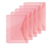 Donau Document Wallet with Fastening, A4, Pack of 4, Transparent Red, Popper Document Folder, Polypropylene Eco/Plastic, Euro Punching, 200 μm