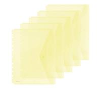 Donau Document Wallet with Fastening, A4, Pack of 4, Transparent Yellow, Popper Document Folder, Polypropylene Eco/Plastic, Euro Punching, 200 μm