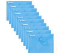 Donau Document Wallet with Fastening, A6, Pack of 10, Transparent Blue, Press Stud Document Folder, Polypropylene Eco/Plastic, 180 μm