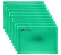 Donau Document Wallet with Fastening, A7, Pack of 10, Transparent Green, Press Stud Document Folder, Polypropylene Eco/Plastic, 180 μm