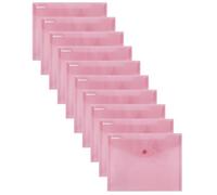 Donau Document Wallet with Fastening, C5 Pack of 10, Transparent Red, Popper Document Folder, Polypropylene Eco/Plastic, 180 μm