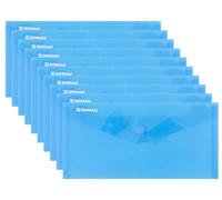 Donau Document Wallet with Fastening, DL Pack of 10, Transparent Blue, Press Stud Document Folder, Polypropylene Eco/Plastic, 180 μm