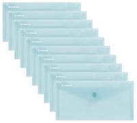 Donau Document Wallet with Fastening, DL Pack of 10, Transparent Green, Popper Document Folder, Polypropylene Eco/Plastic, 180 μm
