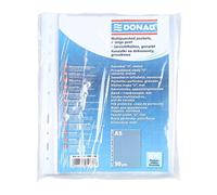 Donau Document Wallets DIN A5 / Pack of 100 / Grained Top Open Transparent Pockets Perforated Plastic Cover for Documents Papers/Transparent 50 Micron (Pack of 1)