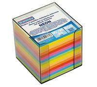 DONAU Ecological Cube Note Box/Note Block Not Glued in a Plastic Box/Approx. 700 Sheets Various Bright Colours for Office School 95 x 95 x 95 mm