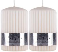 Donau Home Candle Pillar Fluted Alva/Paraffin Candle / 60 x 90 mm/Cream White/for Decoration/Ribbed Taper Candles/Table Candles for Decoration in The Living Room, Bathroom / 25 Hours Burning
