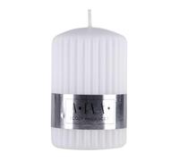 Donau Home Candle Pillar Fluted Alva/Paraffin Candle / 60 x 90 mm/White/for Decoration/Ribbed Taper Candles/Table Candles for Decoration in The Living Room, Bathroom / 25 Hours Burning Time