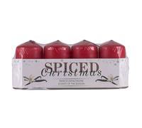 Donau Home Candle Pillar Spiced Christmas/Paraffin Candle/ 40x70mm/ 4 Pieces/Vanilla/Red/Table Candles for Decoration / 7 Hour Burn Time/Decorative Wax Candles