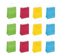 DONAU HOME Colourful Paper Gift Bags with Handles/Pack of 12/18 x 23 x 10 cm/Colour Mix/Kraft Paper/for Kids and Adults Party Sweets, Birthdays Weddings Baby Showers Celebrations any Occasion