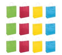 DONAU HOME Colourful Paper Gift Bags with Handles/Pack of 12/25 x 30 x 10 cm/Colour Mix/Kraft Paper/for Kids and Adults Party Sweets, Birthdays Weddings Baby Showers Celebrations any Occasion