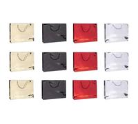 DONAU HOME Gift Bag Laminated Pack of 12/40 x 30 x 10 cm/Metallic - Colour Mix/Medium Size/Various Patterns Shatterproof Elegant with Handle Party/Anniversary Souvenir