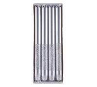 Donau Home Onyx Table Candle/Paraffin Candle/Pillar Candle Set/ 22x250mm/ 4 Pieces/Silver/Decorative Wax Candles/for Decoration