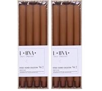 DONAU Home Set Long Ribbed Taper Candles/Caramel Colour / 4 Pieces / 30 x Diameter 2.25 cm Unscented/Ribbed Taper Candles/Table Candles for Decoration in The Living Room, Bathroom / 10 Hours