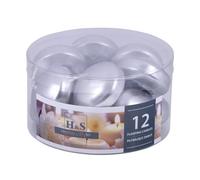 DONAU HOME Set of 12 Floating Candles Silver 2.8 x Diameter 4.8 cm Burning Time 4 Hours Floating Candle Wax Sans Perfume Floating Warm Tea Lights Candles for Dinner Wedding Pool
