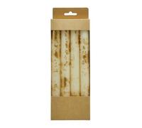 Donau Home Set of 4 Aura Taper Candles, Table Candles, Diameter 2.2 x 24 cm, Cream Gold, for Decoration in the Living Room, Bathroom