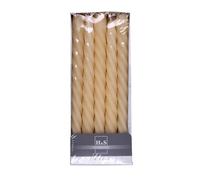 Donau Home Set of Smooth Taper Candles/Cream Beige/Pack of 10/24 x Diameter 2.2 cm Unscented/Twisted Table Candles / 7 Hours Burning Time/Spiral Candles/in Baroque Style