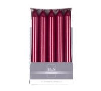 DONAU Home Set Smooth Varnished Taper Candles/Metallic Red/Pack of 10/17 x Diameter 2 cm Unperfumed/Cylindrical/Table Candles for Decoration in The Living Room, Bathroom / 6 Hours Burning