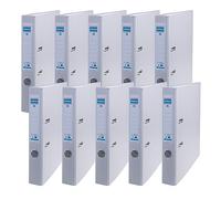 DONAU Master Binder Lever Arch File Slim Pack of 10 FSC/DIN A4 / 5 cm / Gray / Plastic Cover PP / Cardboard Paper Slot Office File Ring Binder